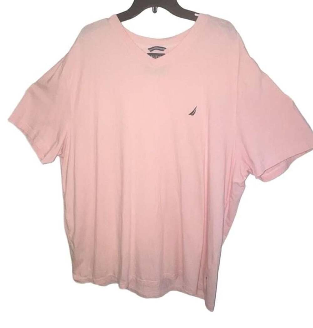 Nautica Deck T-Shirt Active Stretch 3XL Pink V-Neck